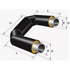 П-образный компенсатор ППУ ПЭ тип 1 Ст3сп 26,8х2,5х46,6х1000 мм ГОСТ 3262-75