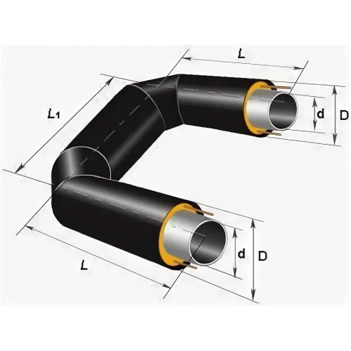 П-образный компенсатор ППУ ПЭ тип 1 Ст3сп 26,8х2,5х46,6х1000 мм ГОСТ 3262-75